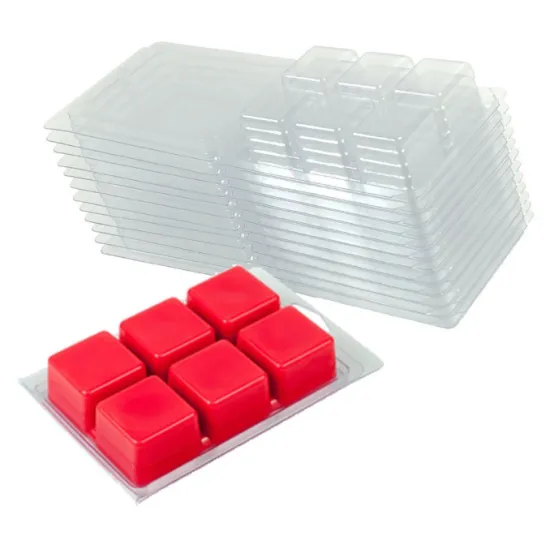 6 Cavity Clear Wax Melt Mould Plastic Box