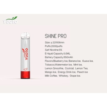 Yuoto Shine Pro Tek kullanımlık vape 2000Puffs 850mAh Toptan