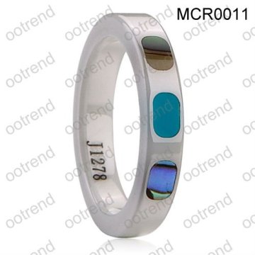 women ceramic rings inlay colorful shell,best seller white ceramic bands for women