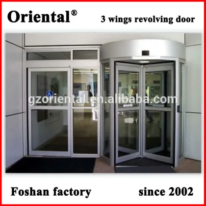 security revolving door stainless steel finishing