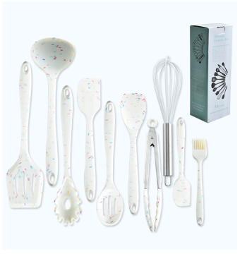 YIGO 10 PCS Wave Point Nonstick Cookware Set - Dishwasher Safe & Heat Resistant Kitchen Utensils