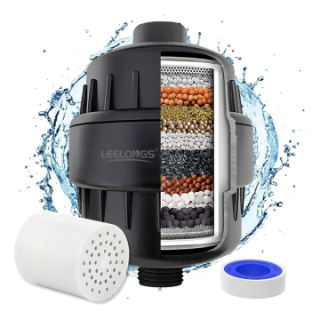 10/15/20 Stages Black Filtered Cartridge Shower Filter for Chlorine Removal and Skin Care