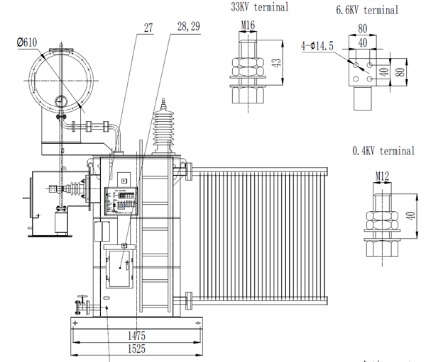 8mva transformer dimension