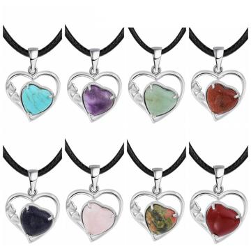 Red Jasper Love Heart Birthstone Pendant Gemstone Necklaces for Women