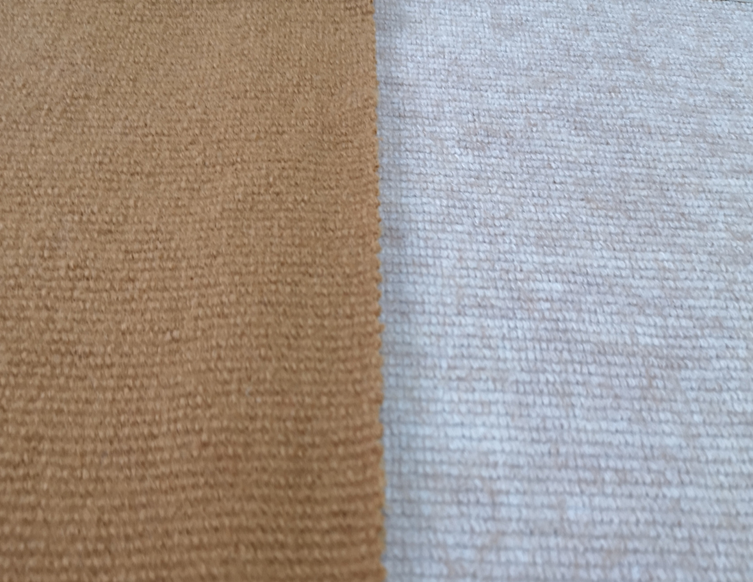 Knitted wool polyester blend stripe fabric