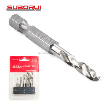 SUBORUI Short Length Stubby Drill Bit Set HSS M2 Steel 3/32-5/16 Inch for Metal Drilling