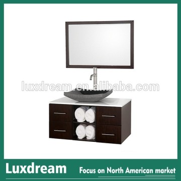 Luxdream Bathroom Vanity Set with Black Granite Stone Vessel Sink - Espresso