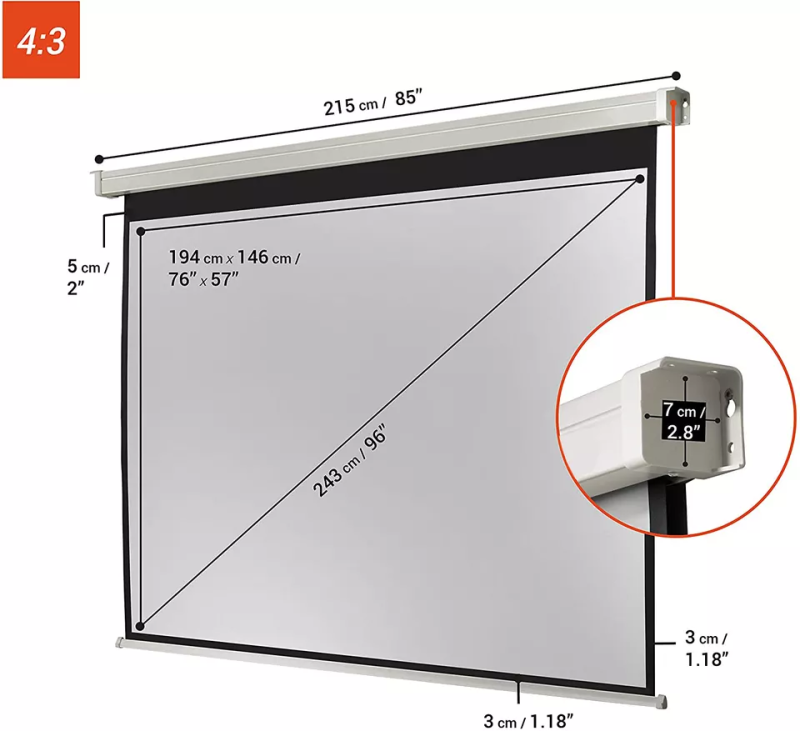 Matte white fabric ceiling hanging projection screen