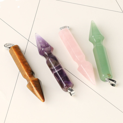 Natural Gemstone Cone Pendant Necklace Healing Crystal Quartz Reiki Chakra Gem Stones 18 Inch Women Girls Men Birthday Gifts