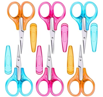 Mini Plastic Sewing Scissors with Stainless Steel Straight Tips and Protective Cover: Ideal DIY Sewing & Embroidery Tools