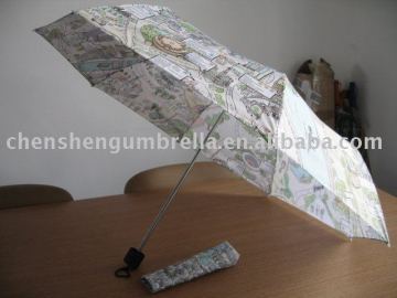 hand open folding fashion map umbrella