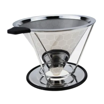 Stainless Steel Double Layer Pour Over Coffee Dripper with Stand