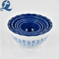 Exquisite Printing Blue Lotus Leaf Bowl Set