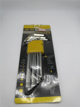 9pcs Hardened Hex Key Hex Wrench Zinc Plated