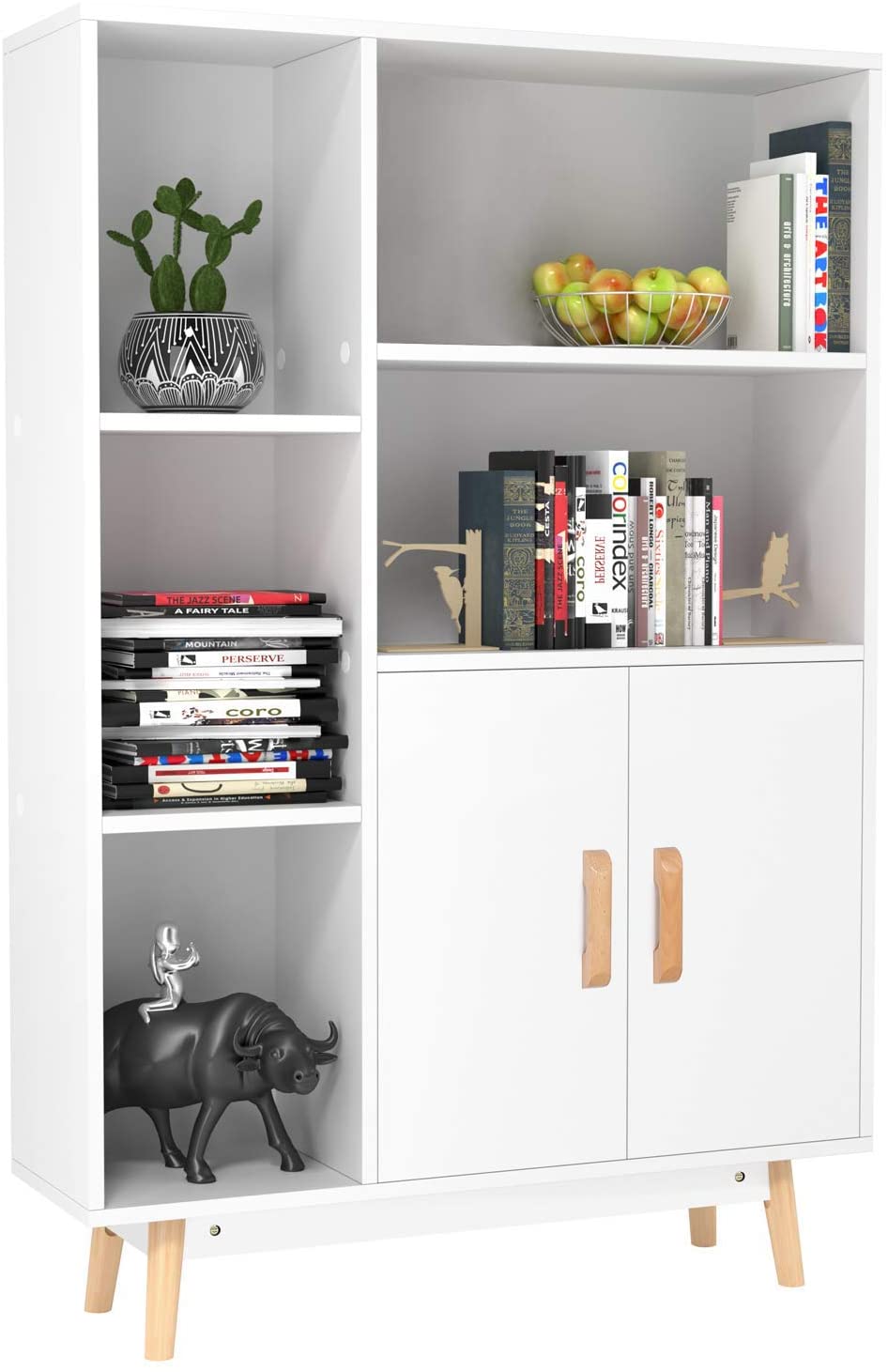 House White Bookcase With Door