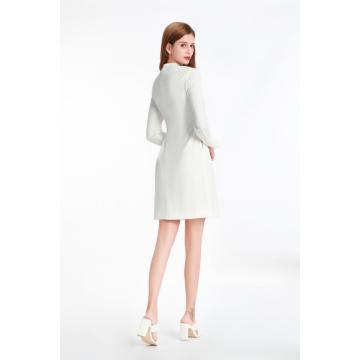 Stand Collar Long Sleeve Midi Dress