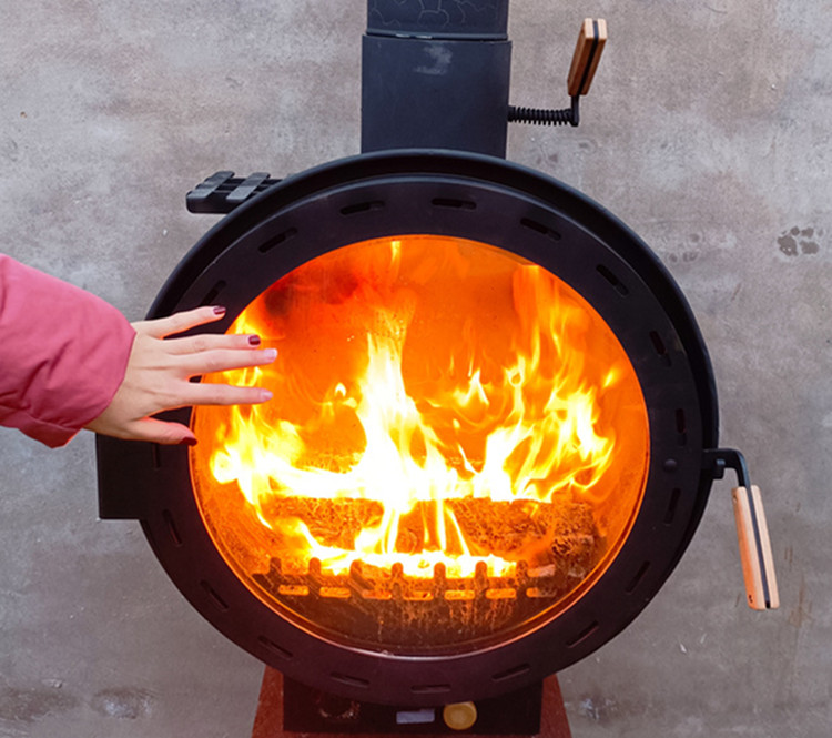 Wooden burning fireplace