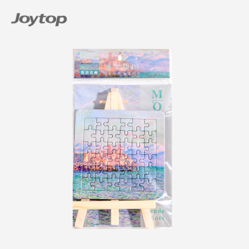 Groothandel 4x4 Monet Kartonnen olieprint Puzzels met houten plank - Joytop 1210