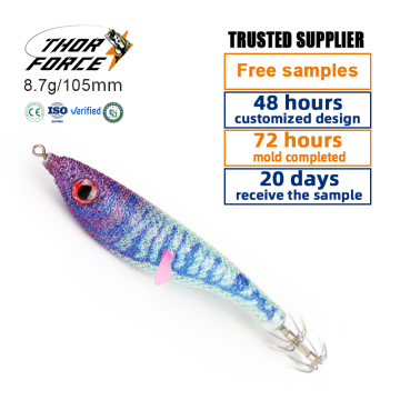 THORFORCE 105mm 8.7g Egi Fishing Lures - Wholesale Luminous Wooden Shrimp Squid Hooks Floating Squid Jig