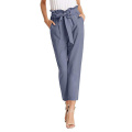 Womens Casual Drawstring Tie Elastic Pants Vintage Fashion High Waist Trouser Pants Supplier