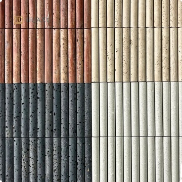 Huaxu Custom Shape Size Italian Modern Design Round Edge Fluted Travertine Strip Tiles