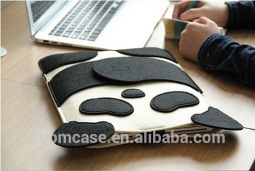 Fashion Black 9.7 inch Wool Felt Tablet Case Cute Cartoon Panda Tablet Bag