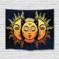 Sun and Moon Face Tapisserie Mandala Wandbehang Indian Hippie Bohemian Psychedelic Mystic Tapisserie für Wohnzimmer Schlafzimmer Home D