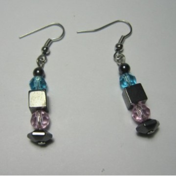 Hematite Earring with silver color finding