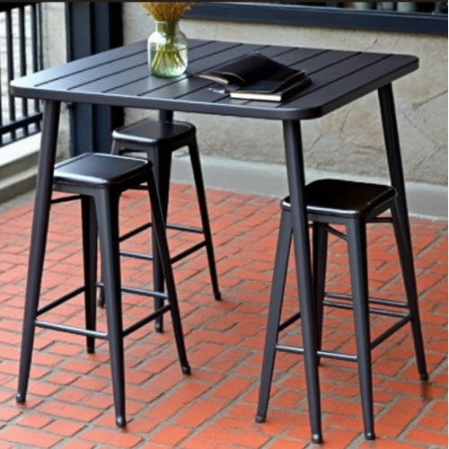 Sturdy Iron Square Table for Modern Outdoor Spaces