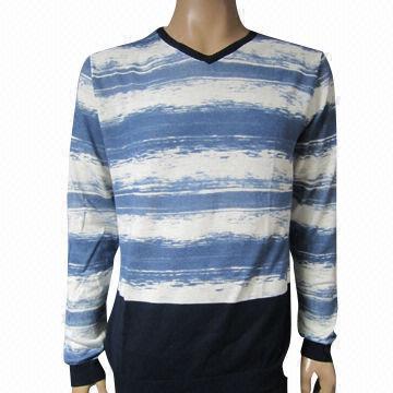 Men's V-neck pullover with printing
