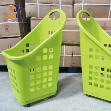 Large Capacity Colorful Plastic Roll Shopping Trolley Basket