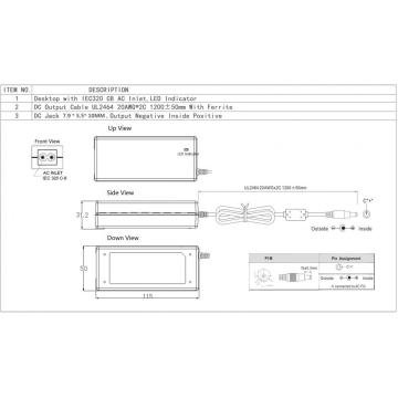 Desktop AC DC 12V 5A Adaptador de energia