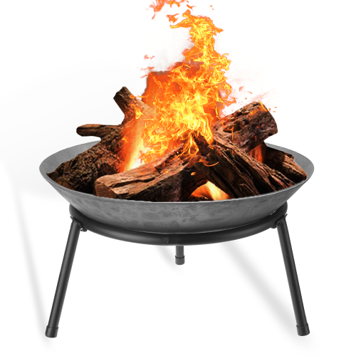 55x55 cm Steel Large Fire Bowl Cast Iron Firepit Garden Fireplace Outdoor Fire Pit for Garden Patio Terrace Camping Heating