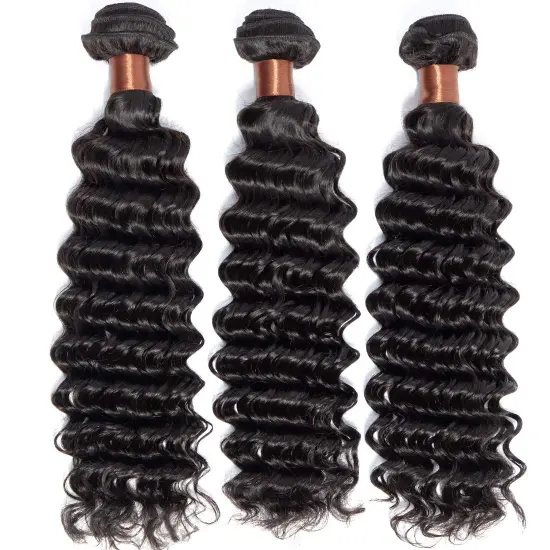 Looks natural  hair supplier for black woman virgin brazilian Toupee bundles deep wave hair bundles Virgin hair bundles