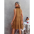 Women Shoulder Sleeveless Summer Dresses Smocked