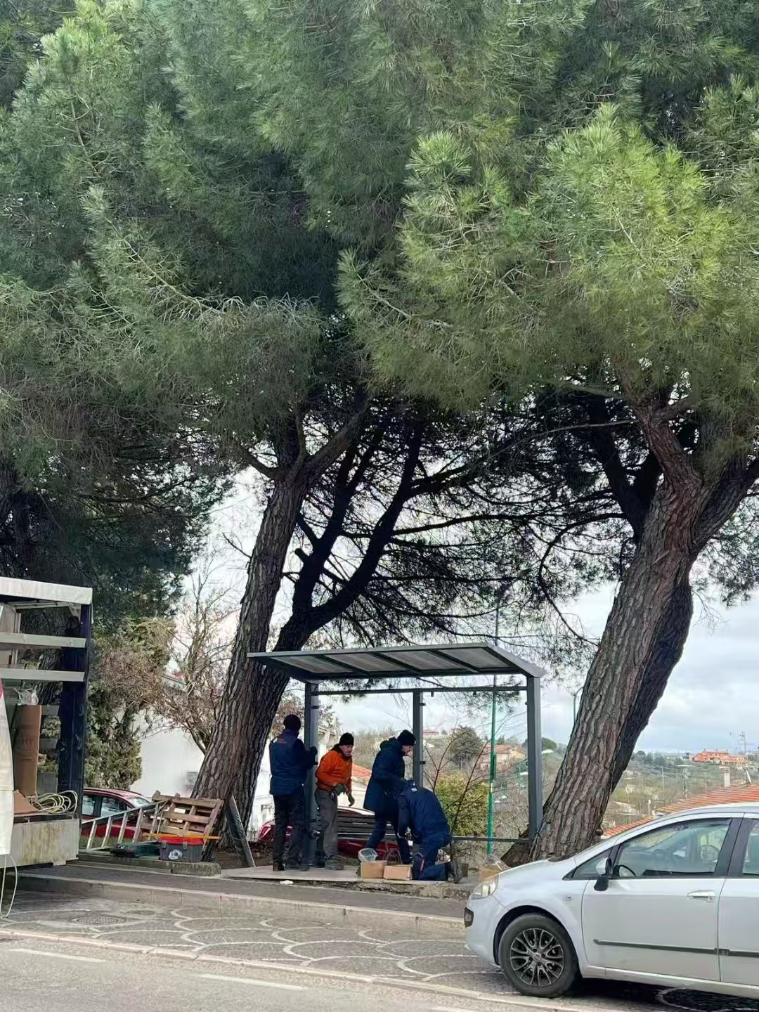 Solar powered bus booth