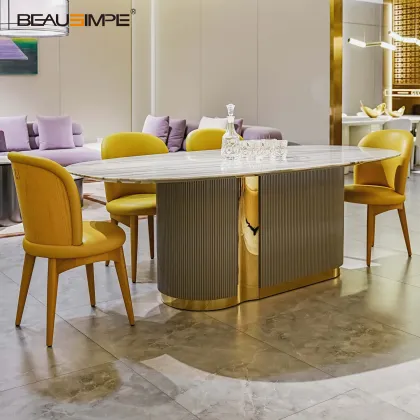Elegant Oval Leonardo Marble Dining Table