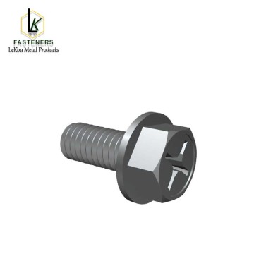 Машынны шруба з шасціграннай галоўкай з вугляродзістай сталі і ацынкаваным фланцам з крыжовай галоўкай