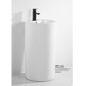 Traditional Small Wall-Mounted or Pedestal Ceramic Basin for Bathroom