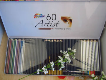 color pencil set/60 colors pencil in metal box/Metallic color pencil /kids gifts