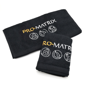Black Embroidery Cotton Towel Thick Sport