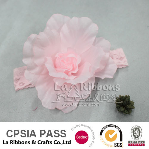 Wholesale pink artificial flowers elastic hair accessories