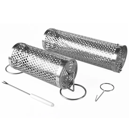 Outdoor Grilling Accessories: Rotating Rolling Basket with Bracket for Barbecue and Camping