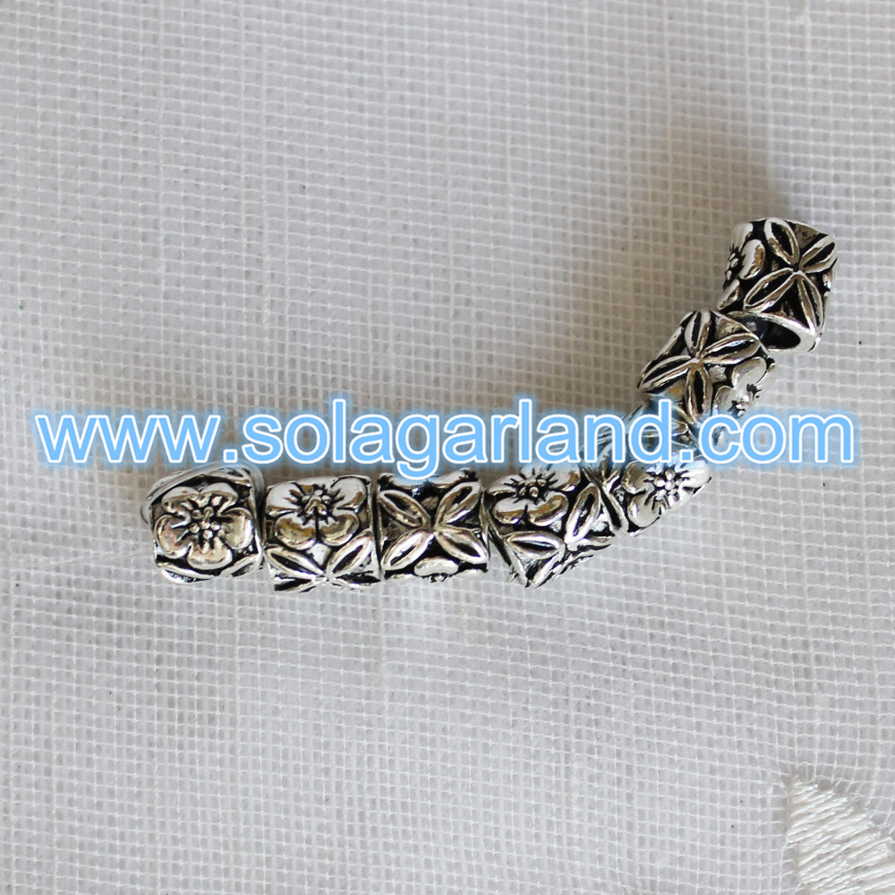 Tibetan Silver Carving Tube Beads