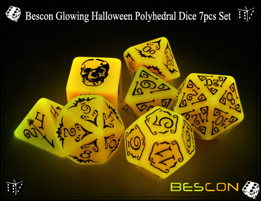 Bescon Glowing Halloween Polyhedral Dice 7pcs Set-8