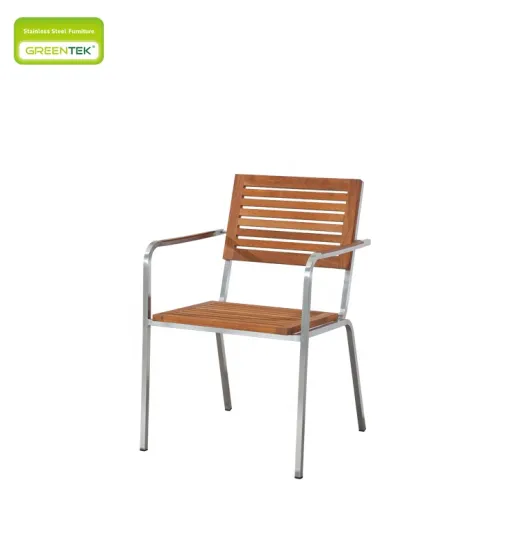Simple Design Stainless Steel With Horizontal Teak Seat