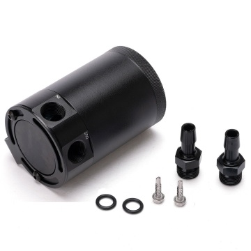 Universal Compact Racing Oil Catch Can with Air-Oil Separator - 2-Port Baffled Tank