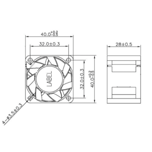 40x28 DC DC Coading DC Fan H6 Medical