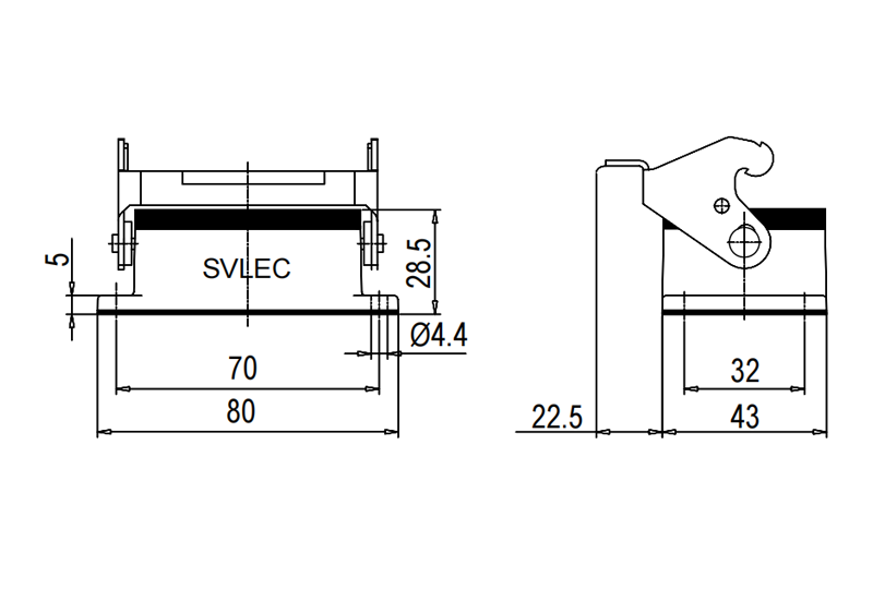 Panel Cut Out H6B Housings Bulkhead Mounting Hoods 