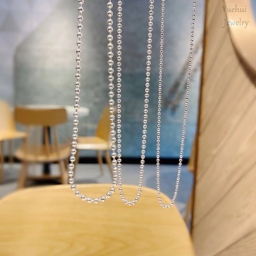 1.5mm, 2mm, and 3mm Sterling Silver Round Bead Ball Chain Necklaces: S925 Silver Chain Designs